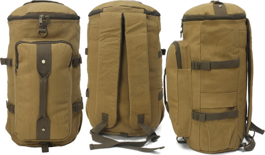 Convertible Canvas Backpack Duffle Bag Large Travel School Weekend Carry Bookbag Duffel 3 in 1 Rucksack - Coyote Brown