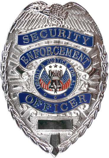 Silver Security Enforcement Officer Badge | Deluxe Security Guard Pin-On Shield
