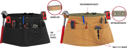 Canvas Waist Work Apron Garden Woodwork Waist Tool Belt with Six Pouches