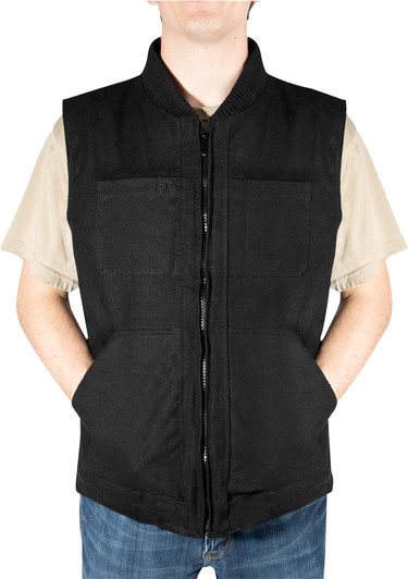Black Concealed Carry Backwoods Canvas Vest With Hook And Loop Closure