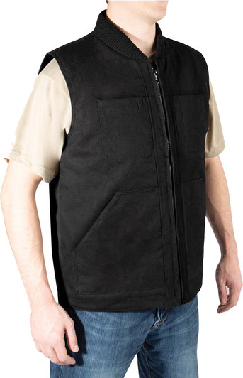 Black Concealed Carry Backwoods Canvas Vest With Hook And Loop Closure