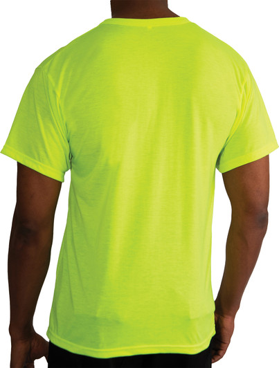 Safety Green Moisture Wicking Pocket T-Shirt Short Sleeve Performance Shirt