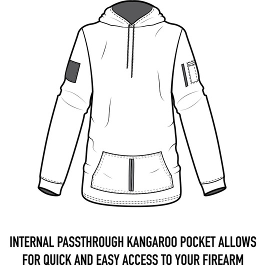 Mens Solid Concealed Carry Hoodie Pass Through Kangaroo Pocket CCW