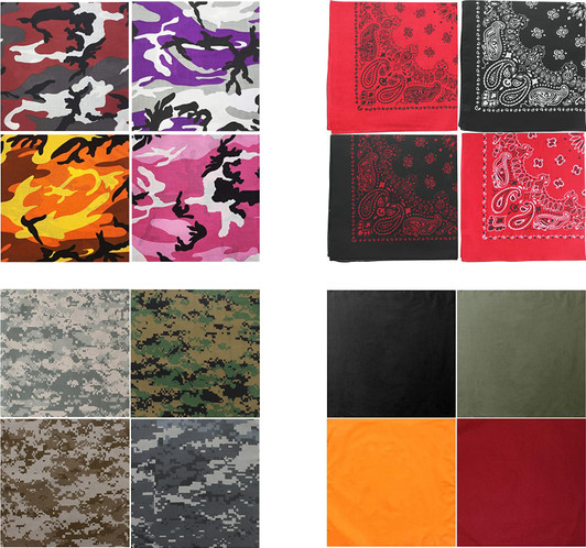 ARMYU Bandanas Head Scarf Cotton Bandanna Face Neck Headwraps 22" x 22" 4 Pack