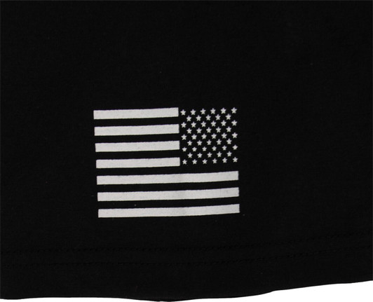 Black 2-Sided Security T-Shirt with US Flag On Sleeve Short Sleeve Shirt