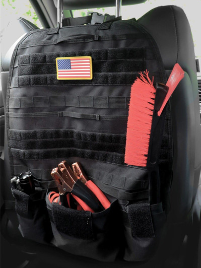 Black Tactical Car Seat Panel Car Seat Back Organizer with Multiple Pouches