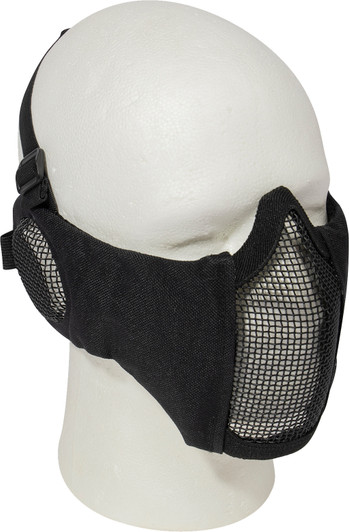 Black Steel Half Face Mask Cover with Ear Guard Safe Reliable Airsoft Paintball