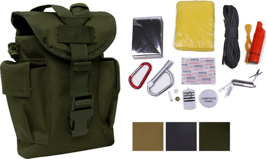 Tactical MOLLE Utility Pouch with 10 Survival Kit Outdoor Essentials Pack