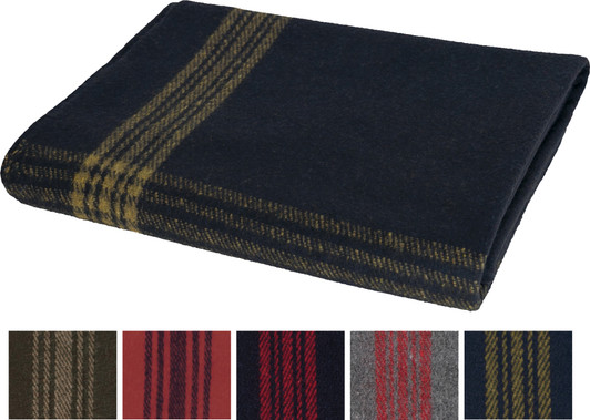 Striped Wool Blend Blanket Camping Survival Emergency Bed Throw Cover 62" x 80" Military Army Style Warm Winter Bedding Cover