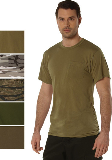 Comfort Fit Army T-Shirt with Pocket Short Sleeve Poly/Cotton Soft Work Tee