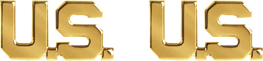 Gold U.S. Letters Lapel Pins Insignia Set Shirt Collar Military Officer Rank Clutch Back
