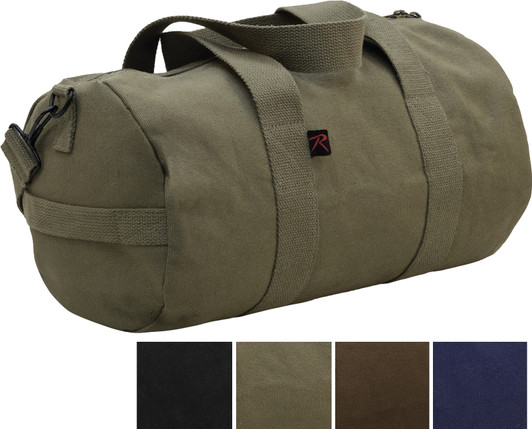 Heavyweight Cotton Canvas Duffle Bag Sports Gym Shoulder & Carry Bag 15" x 8" x 8"
