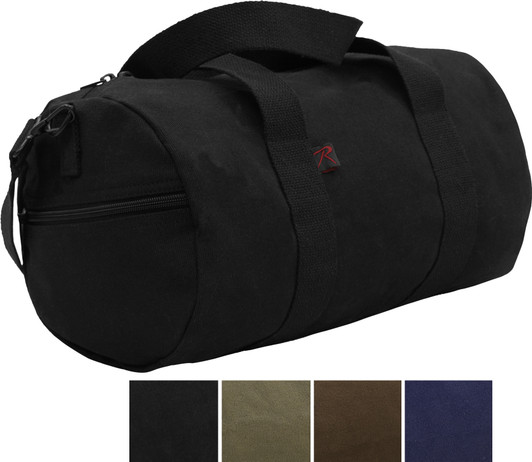 Heavyweight Cotton Canvas Duffle Bag Sports Gym Shoulder & Carry Bag 17" x 8" x 8"