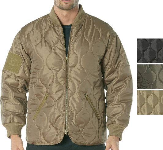 Mens Concealed Carry Quilted Woobie Jacket Poncho Liner Bomber Style Mid Weight Full Zip Coat