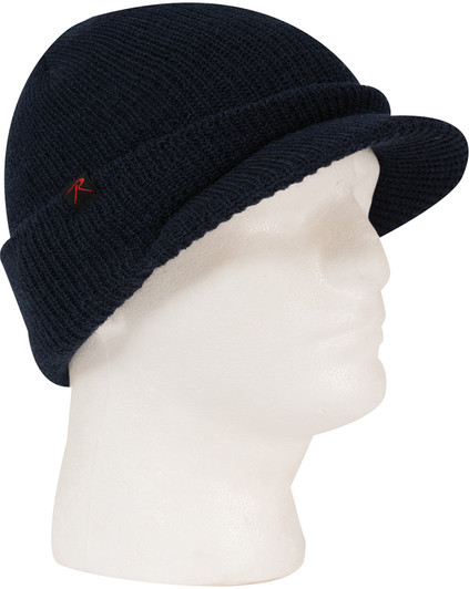 Wool Watch Cap with Brim Beanie Hat with Visor