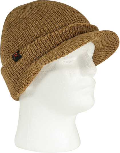 Wool Watch Cap with Brim Beanie Hat with Visor