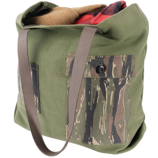 Two Tone Tiger Stripe Camo Canvas Tote Bag Multifunctional Utility 23L Carry Bag