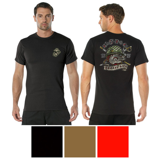 Men’s USMC Dogs of War T-Shirt Graphic Official Marines 100% Cotton Tee