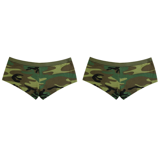 Womens Woodland Camouflage Slim Fit Booty Shorts Underwear 2 Pack
