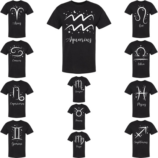 Zodiac sign printed short sleeve crewneck t-shirt