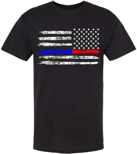Thin Red/Blue Line REVERSE (Black)