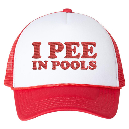 I Pee in Pools Foam Mesh Trucker Hat - Funny Dare Gag Gift Joke Vintage Retro Style Cap