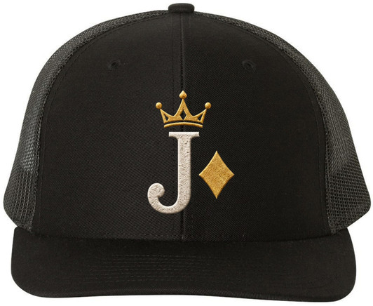 Ace King Queen Jack Embroidered Trucker Hat Playing Card Suits Graphic Mesh Back Baseball Cap