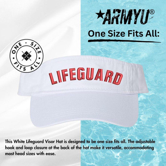White Lifeguard Visor Hat | Professional Uniform Pool Sun Beach Rescue Guard Brim Cap for Men & Women