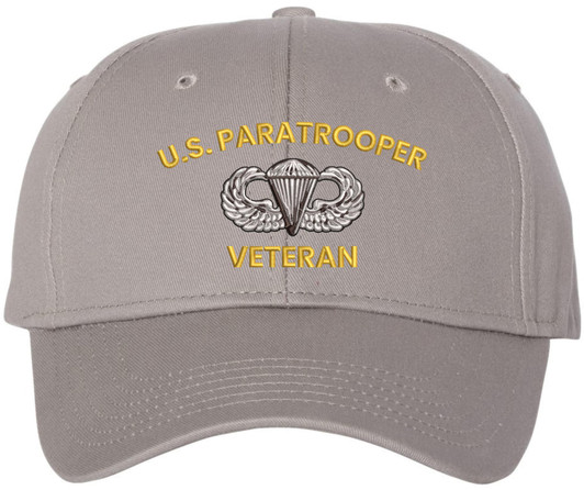 US Paratrooper Veteran Embroidered Baseball Cap | Basic Parachutist Badge Military Cotton Hat for Men & Women