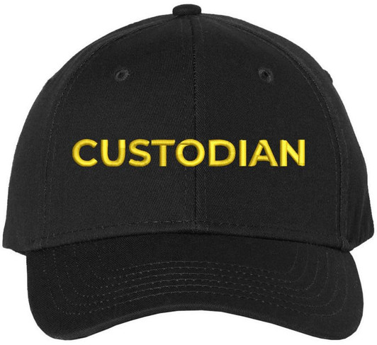 Custodian Embroidered Text Baseball Cap | Cleaning Crew Work Job Maintenance | Structured Hat