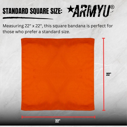 ARMYU Solid Color Military Bandana (22" x 22"), Solid Head Scarf Do-rag 100% Cotton Bandanna Cover