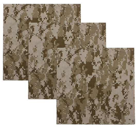 Camouflage Jumbo 27" Bandana Tactical 100% Cotton Bandanna Head Scarf Do-rag Face Cover 3-Pack