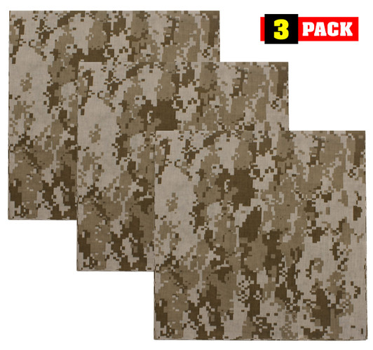 Camouflage Jumbo 27" Bandana Tactical 100% Cotton Bandanna Head Scarf Do-rag Face Cover 3-Pack