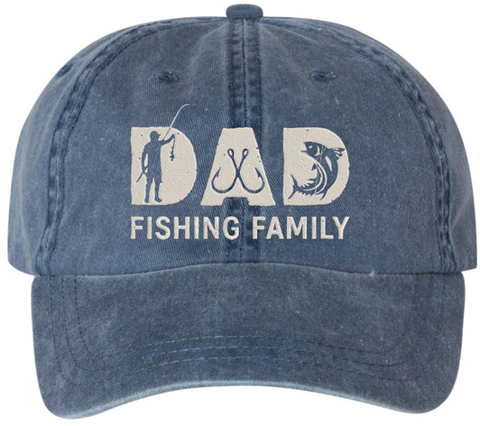 Dad Fishing Family Embroidered Baseball Cap Fishing Hook Fish Design Adjustable Dad Hat