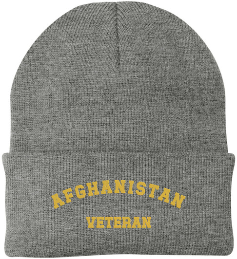 Afghanistan Veteran Beanie Embroidered Military Hat Winter Knit Cap Gift for Men Women