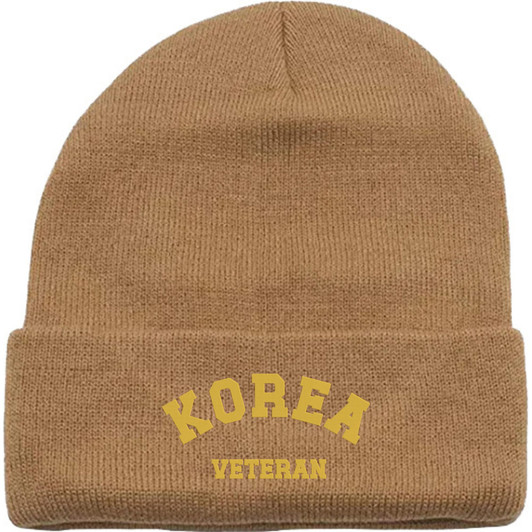 Korea Veteran Embroidered Beanie Hat | USA Military Patriotic 100% Acrylic Winter Knit Cap for Men & Women