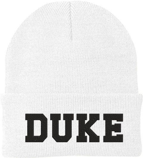 DUKE Embroidered Beanie Hat Knit Cuffed Winter Cap Skull Cap