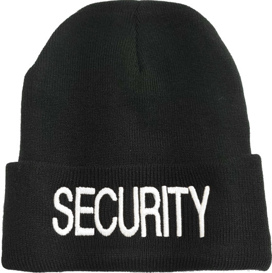 SECURITY Large Embroidered Beanie SHERPA Lined Warm Winter Watch Cap Security Winter Hat Uniform