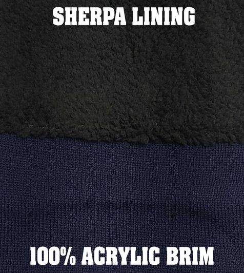 SECURITY Large Embroidered Beanie SHERPA Lined Warm Winter Watch Cap Security Winter Hat Uniform