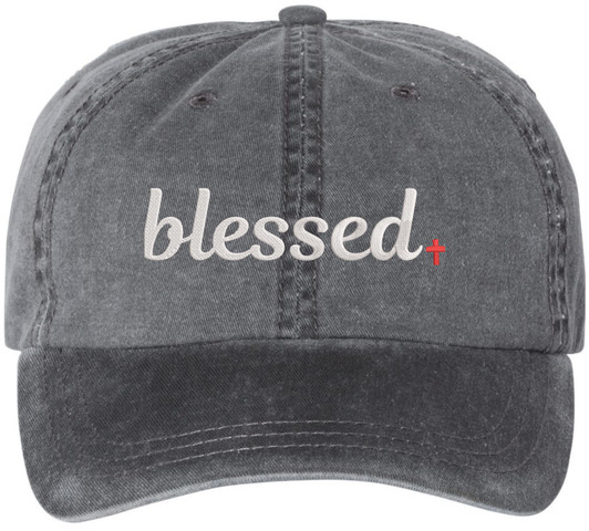 Blessed Cross Embroidered Baseball Cap Christian Faith Religious Buckle Adjustable Dad Hat