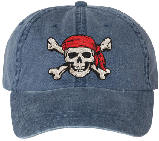 Pirate Skull Crossbones Embroidered Baseball Cap Red Bandana Skull Adjustable Dad Hat