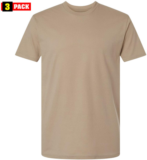 Desert Tan Military T-Shirts 3 Pack 100% Cotton Army ACU Uniform Undershirts Tactical Crew Neck Tees