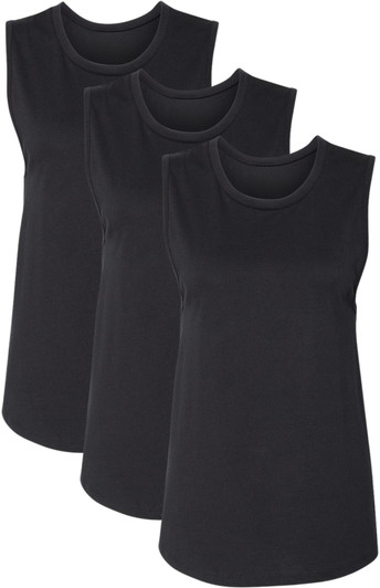 Womens Muscle Tank Top 3 Pack Sleeveless Workout Shirts Cotton Relaxed Fit Athletic Cami Tanks