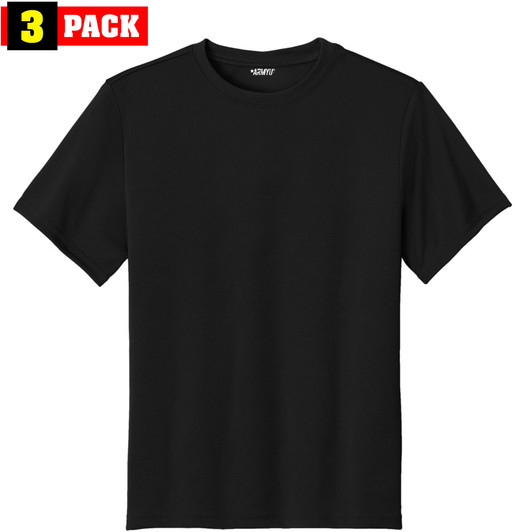 3 Pack Youth Solid Performance Military Army T-Shirts for Kids | 100% Polyester Moisture Wicking