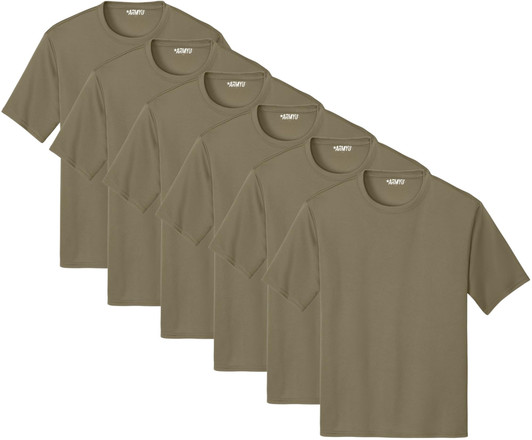 Solid Performance Military Tactical T-Shirts | 100% Polyester Moisture Wicking Crewneck Tee Shirts, 6-Pack