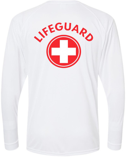Lifeguard + Moisture Wicking Long Sleeve T-Shirt 100% Polyester Performance Uniform Sun Rash Guard Shirt