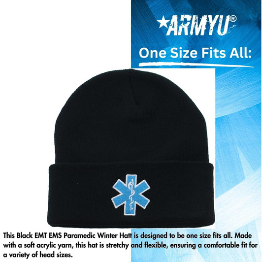 EMS EMT Emergency Medical Star of Life Embroidered Knit Winter Acrylic Unisex Watch Cap Hat