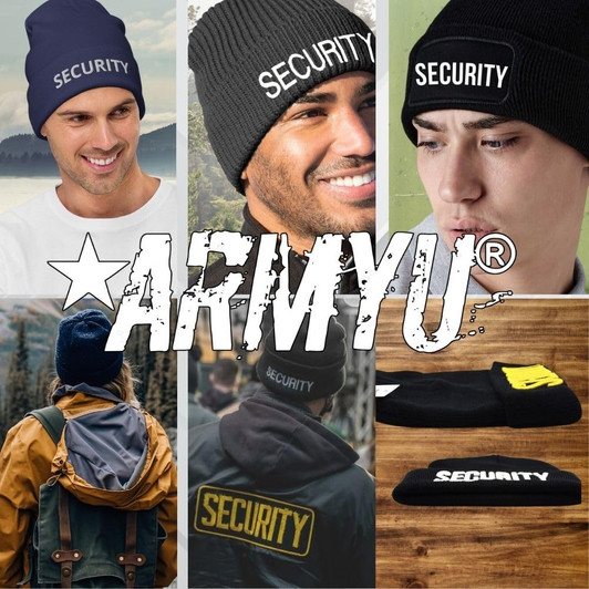 SECURITY Embroidered Beanie Warm Winter Watch Cap Security Guard Officer Uniform Outdoors Hat