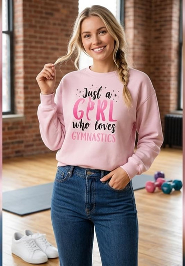 Just A Girl Who Loves Gymnastics Printed Sweatshirt Graphic Cotton Polyester Pullover Hooded Sweatshirt