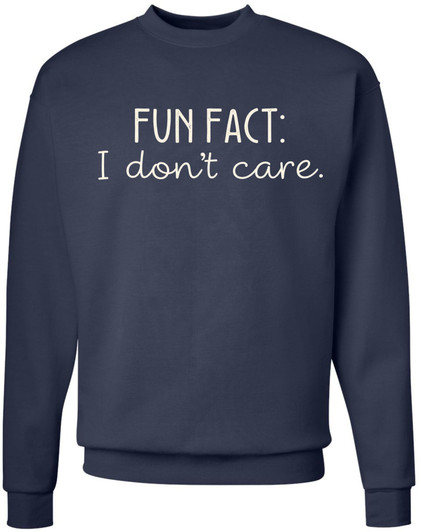Fun Fact I Don’t Care Printed Hoodie Sarcastic Humor Quote Polycotton Pullover Hooded Sweatshirt